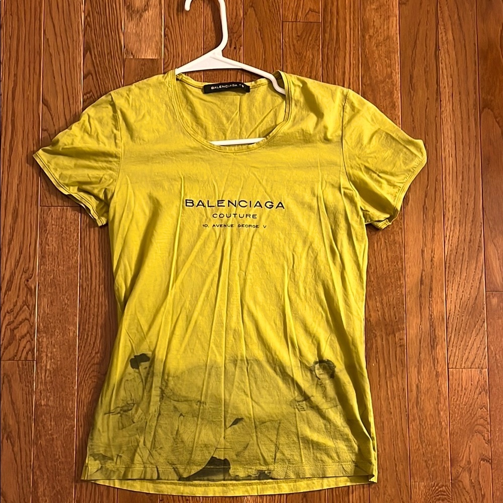 Balenciaga Yellow Round Neck Short Sleeve T-Shirt